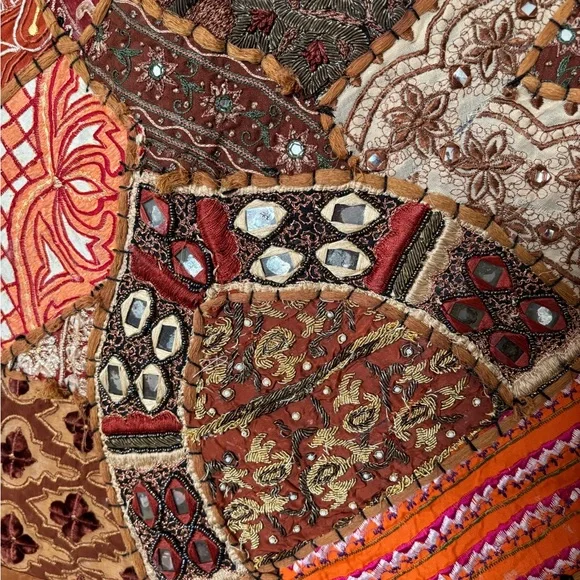 Bohemian Patchwork Wall Hanging - Rust Multicolor - Picture 7 of 8